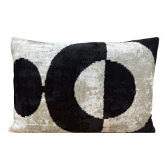 VELVET IKAT PILLOW COVER BLACK SILVER Q9 - UNIQUE IKATS